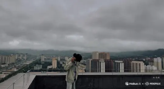 主体人物身上变出一大团微小深红色花瓣，花瓣向外爆炸式扩散，主体人物身体随之从四肢开始逐渐瓦解，化作无数红色粒子轻盈飘散，最终人物完全消散在漫天飞舞的花瓣中，人物完全消失，写实风格，电影光效[右移,左摇,跟随] by Hailuo AI Video Generator