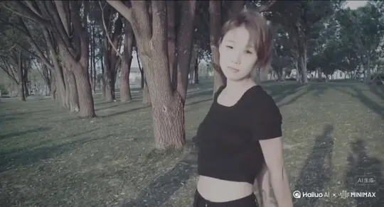 主体人物身上变出一大团微小深红色花瓣，花瓣向外爆炸式扩散主体人物身体，随之从四肢开始逐渐瓦解，化作无数红色粒子轻盈飘散，最终人物完全消失在漫天飞舞的花瓣中，人物完全消失，写实风格电影光效 by Hailuo AI Video Generator