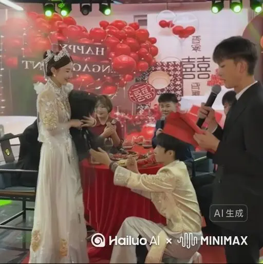 让图片中的场景动起来，男生人物变成无数玫瑰花瓣，消失在视频中向右吹走，
（玫瑰花瓣数量只在人物中慢慢涌出，然后消失）原比例。模型 高品质 by Hailuo AI Video Generator