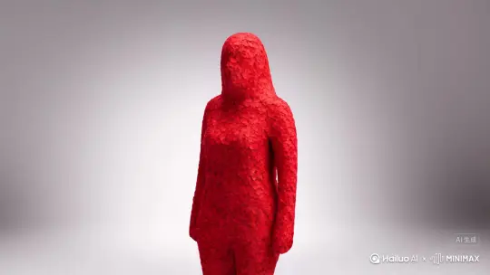 人物人物变成红色花瓣向左边消散直到完全消失。[右移,左摇,跟随] by Hailuo AI Video Generator