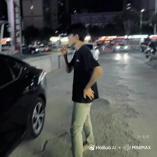 想要红色颗粒的可以参考这个：人物变成无数红色颗粒消失在视频中，向右吹走 by Hailuo AI Video Generator