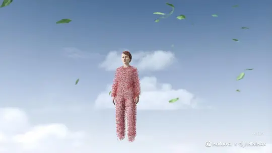 帮我生成一个视频：让图片中的场景动起来，人物变成无数红色颗粒消失在视频中，向右吹走
[右移,左摇,跟随] by Hailuo AI Video Generator