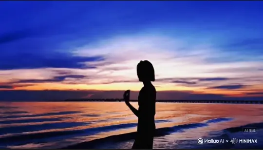帮我生成一个视频：让图片中的场景动起来，人物变成无数灰色沙尘消失在视频中，向右吹走，（沙尘数量只在人物慢慢中涌出，然后消失）原比例。模型 高品质[右移,左摇,跟随] by Hailuo AI Video Generator