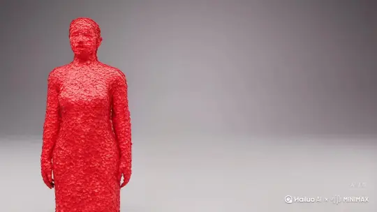 帮我生成一个视频：让图片中的场景动起来，人物变成无数红色花瓣 然后消失在视频中，向右吹走，（红色花瓣数量只在人物慢慢中涌出，然后消失）原比例。模型高质量，流畅，整体人物变成，花瓣生成多一些，要很多很多，之后花瓣一直流动，整体画面不要动，花瓣给我多生成一些 要好多好多，人物快速消失 by Hailuo AI Video Generator
