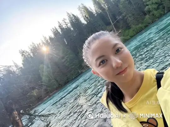 美少女从中国故宫穿越到非洲大草原[右移,左摇,跟随]奔跑在非洲大草原[推进,上升]周围有角马，长颈鹿，猎豹，瞪羚，狮子 by Hailuo AI Video Generator