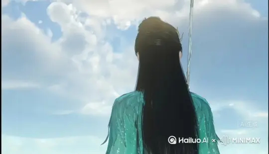帮我生成一个视频：让图片中的场景动起来，人物变成无数红色花瓣消失在视频中，向左吹走，原比例。比例 16:9，时长 5s，模型 高品质，人物角度不变 by Hailuo AI Video Generator