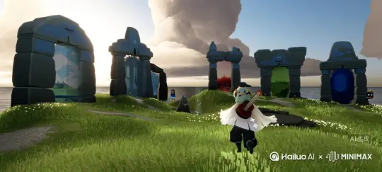 生成人物变成红色花瓣被风吹走，同时镜头缓慢转动 by Hailuo AI Video Generator
