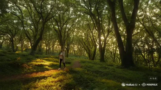 帮我生成一段人在大自然中散步的场景 by Hailuo AI Video Generator