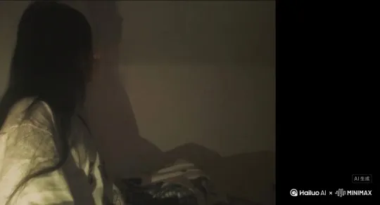 帮我生成一个视频：让图片中的场景动起来，人物变成无数红色沙尘消失在视频中向右吹走（沙尘数量只在人物漫漫中涌出，然后消失）原比例 模型 高品质 by Hailuo AI Video Generator