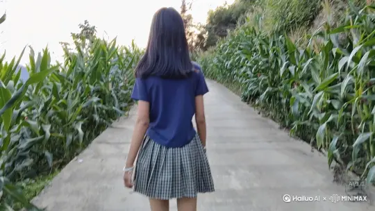 帮我生成一个视频：让图片中的场景动起来，人物变成无数红色颗粒消失在视频中，向右吹走，原比例。比例 16:9，时长 5s，模型 高品质 by Hailuo AI Video Generator