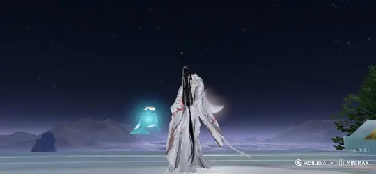 让图片中的场景动起来，人物变成无数花瓣消失在视频中，向右吹走 by Hailuo AI Video Generator