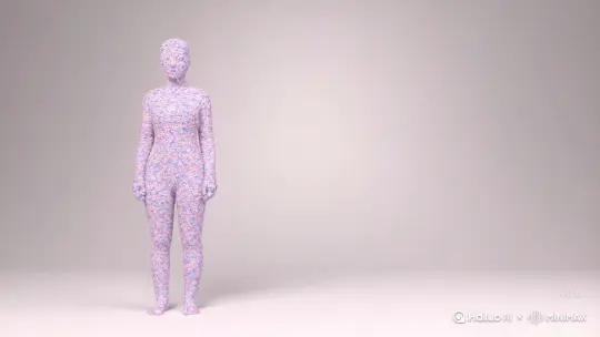 帮我生成一个视频：人物一点点消失变成无数粉蓝色的花瓣消失在视频中向右吹走，原比例。时长三秒 by Hailuo AI Video Generator