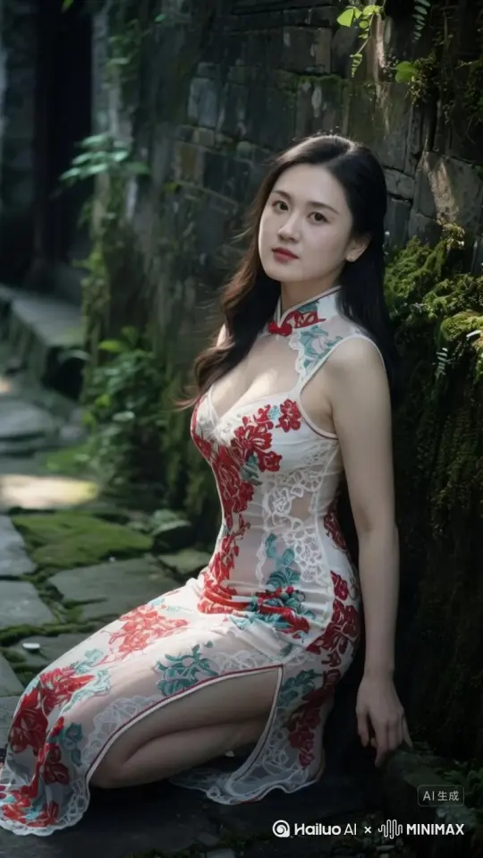 外力从后面大力的顶她后背，身体前后有节奏上下大幅度晃动，皱眉喘气享受满足的表情 by Hailuo AI Video Generator