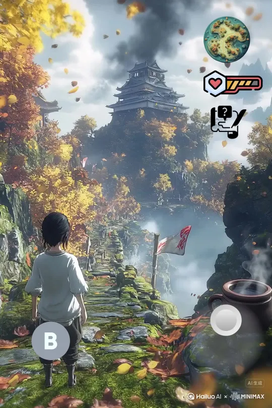 只狼里的苇名城邑，跳上楼顶与苇名一心拼刀 by Hailuo AI Video Generator
