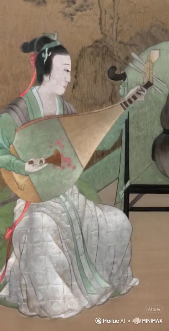 图片中的女子，站起身，把手中的琵琶摔个粉碎 by Hailuo AI Video Generator