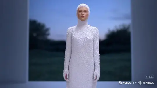 人物变成花瓣消失。 by Hailuo AI Video Generator