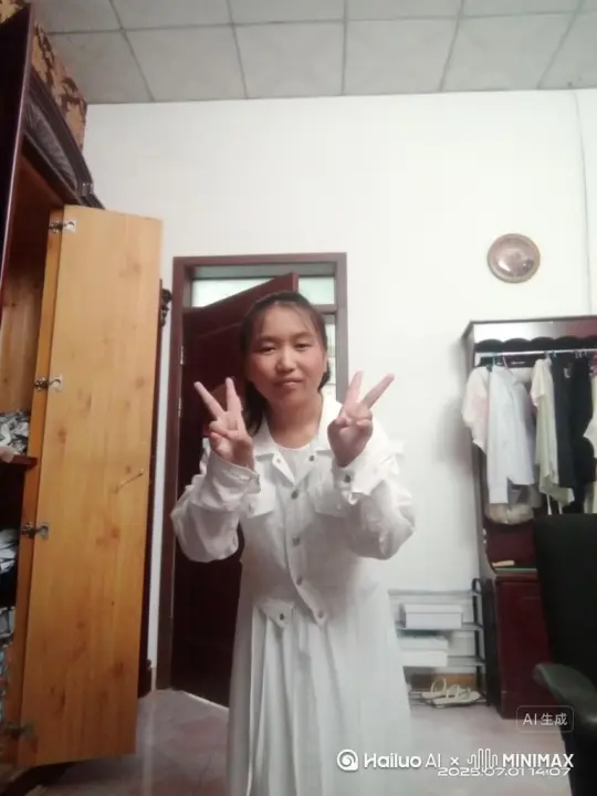 让让图片中的人物动起来给他画上美丽的妆容，穿上漂亮的衣服让她走出门 by Hailuo AI Video Generator