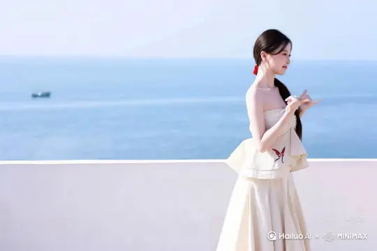 让图片中的场景动起来，人物变成无数红色颗粒加红色烟雾消失在视频中，向右吹走，原比例。比例 16:9，时长 5s，模型 by Hailuo AI Video Generator