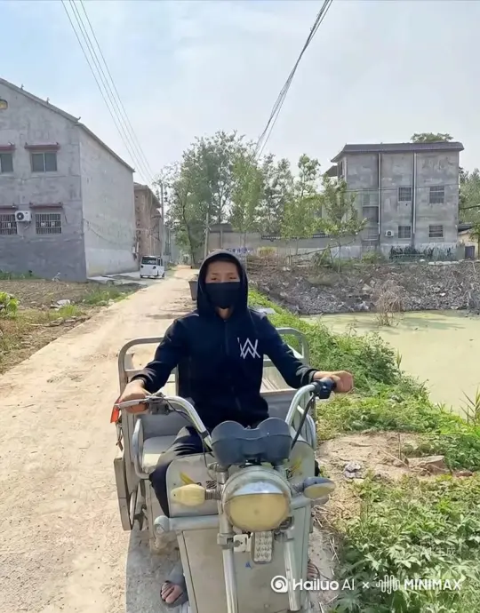 帮我生成一个视频，让图片中的场景动起来，人物变成无数红色玫瑰花片消失在视频中  头部最后消失  .向右吹走。原比例比例16:9
5s，模型，高品质 by Hailuo AI Video Generator