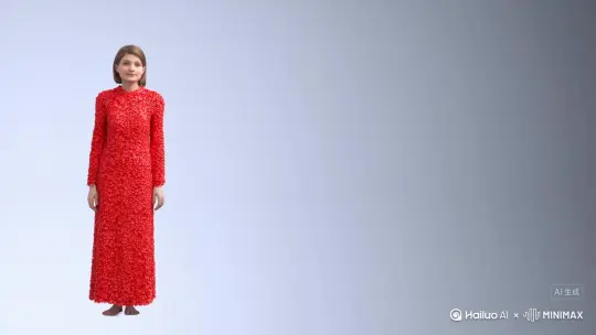 我生成一个视频：让图片中的场景动起来，人物变成无红色花瓣消失在视频中，向右吹走，原比例。比例 16:9，时长 5s，模型 高品质 by Hailuo AI Video Generator