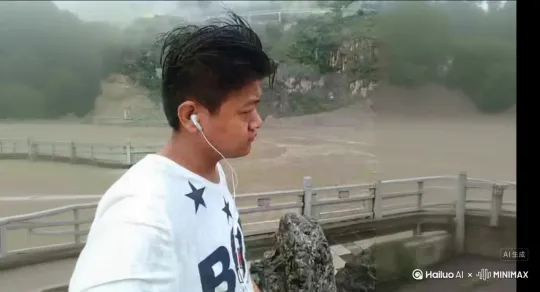 让图片中的场景人物动起来，人物变成无数紫色花瓣消失在视频中，向右全部吹走，原比例 by Hailuo AI Video Generator