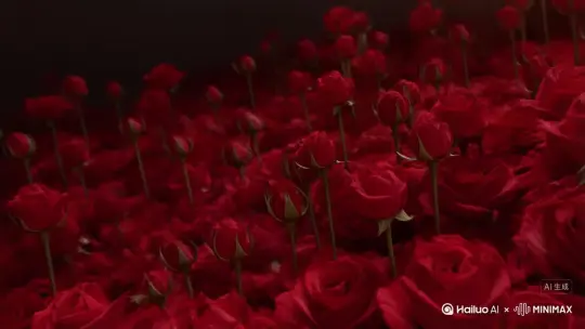 红红色玫瑰扩散 by Hailuo AI Video Generator