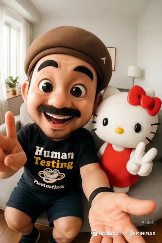 hellokitty娃娃，黑皮HelloKitty，动漫kitty by Hailuo AI Video Generator