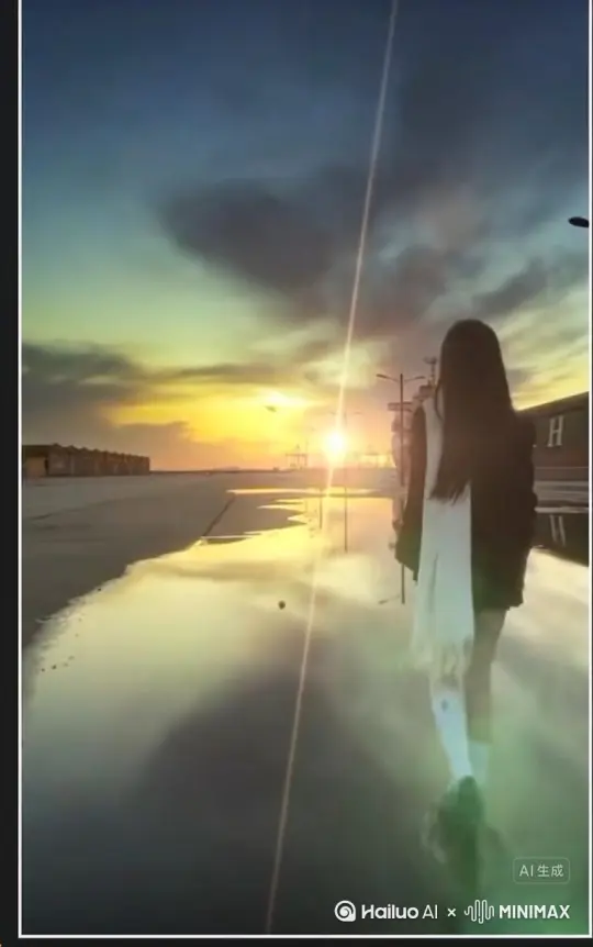 [右移,左摇,跟随]帮我生成一个视频：让图片中的场景动起来，人物变成无数红色颗粒消失在视频中，向右吹赱[右移,左摇,跟随] by Hailuo AI Video Generator