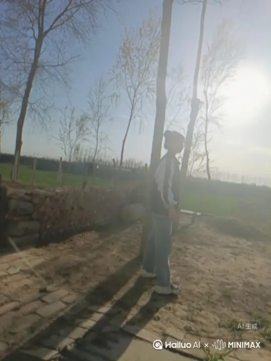 在人物背后生成一个白色浪漫翅膀 翅膀扇两下后带人物飞向天空 起飞时人物的腿稍微抬一下 by Hailuo AI Video Generator