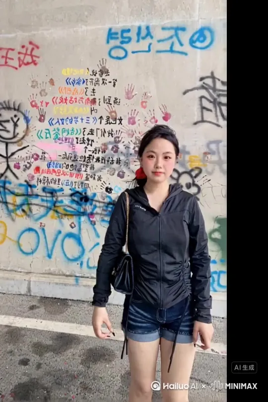主题人物身上变出一大团深红色花瓣，花瓣向外爆炸式扩散主体人物身体，随之从四肢开始逐渐瓦解，化作无数红色粒子轻盈飘散，最终人物完全消失在漫天飞舞的花瓣中，人物完全消失，写实风格电影光效 by Hailuo AI Video Generator