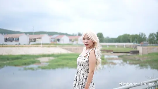 帮我生产一个视频：让图片中的场景动起来，人物变成无数红色花瓣消失在视频中，向右吹走，（红色花瓣数量只在人物中涌出，然后化为灰烬消失）原比例，模型，高品质[右移,左摇,跟随] by Hailuo AI Video Generator