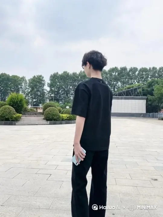 帮我生成一个视频：让图片中的场景动起来，人物变成无数红色沙尘消失在视频中，向右吹走，（沙尘数量只在人物慢慢中涌起，然后消失）原比例。模型  高品质。比例 3:4。[右移,左摇,跟随] by Hailuo AI Video Generator