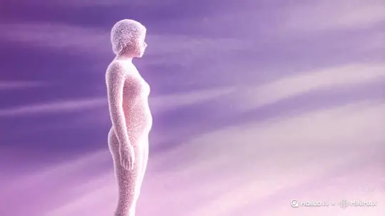 [左移,右摇,跟随][左移,右摇,跟随]帮我帮我生成一个视频，让图片中的场景动起来人物变成花瓣颗粒消失在视频中向右吹走原比例，比例16.9时场五秒模型高质量 by Hailuo AI Video Generator