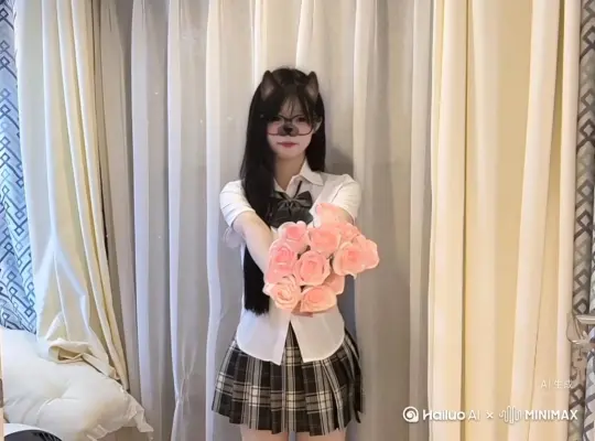 帮我生成一个视频：让图片中的场景动起来，人物变成无数红玫瑰叶沙跟灰色沙尘消失在视频中，向右吹走，（沙尘数量只在人物慢慢中涌出，然后消失）原比例。模型 高品质 by Hailuo AI Video Generator