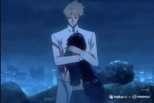 从两人的肩膀和身体开始，碎裂成鲜红的玫瑰花瓣。两人的身形不断消散从左到右，一片片地，直到最后只剩下漂浮的尘埃，在阳光中渐渐淡去。在整个过程中，阴影和光线必须保持完全不变。鲜红色的颗粒缓缓飘动，既不发光也不反光。确保碎裂过程看起来平滑自然，颗粒的大小和飘动方向保持一致，且无扭曲。 by Hailuo AI Video Generator