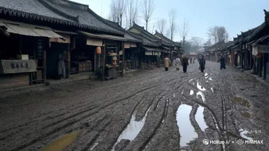 五百年前北京的王府井街头到处都是泥泞的小路，但依然有很多老字号的小店，比如豆汁 by Hailuo AI Video Generator