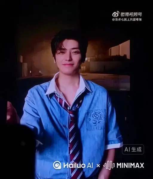 背景不动，人物快速变成无数红色颗粒消失在视频中，向右吹走，原比例，时长 5s，模型 高品质 by Hailuo AI Video Generator