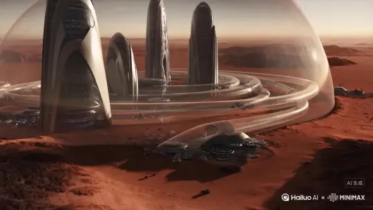 马斯克建立的超级火星都市 by Hailuo AI Video Generator