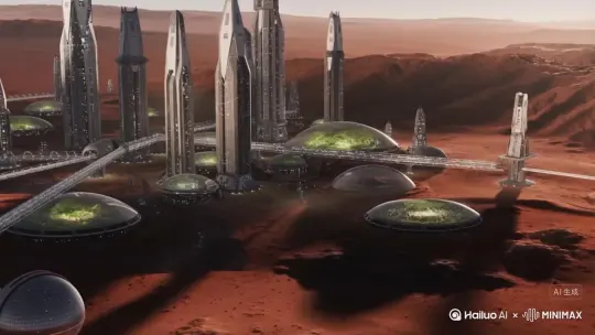 马斯克建立的超级火星都市 超级震撼 宏伟 by Hailuo AI Video Generator