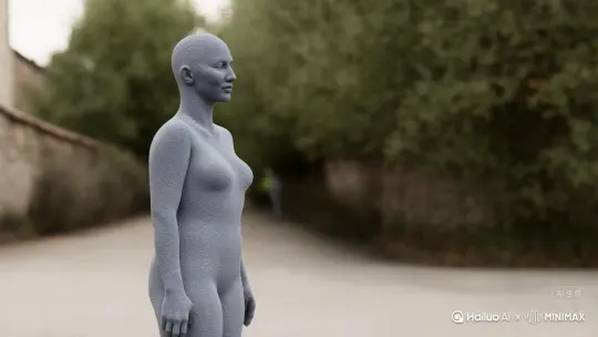 让图片中的场景动起来，人物变成无数灰色颗粒消失在视频中，向右吹走，原比例。比例 16:9，时长 5s，模型 高品质 by Hailuo AI Video Generator