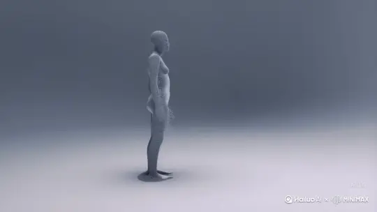 帮我生成一个视频，让图中的场景动起来，人物变成无数灰色沙尘消失在视频中，向右吹走(沙尘数量只在人物漫漫中涌出，然后消失) 原比例。模型高品质[右移,左摇,跟随] by Hailuo AI Video Generator