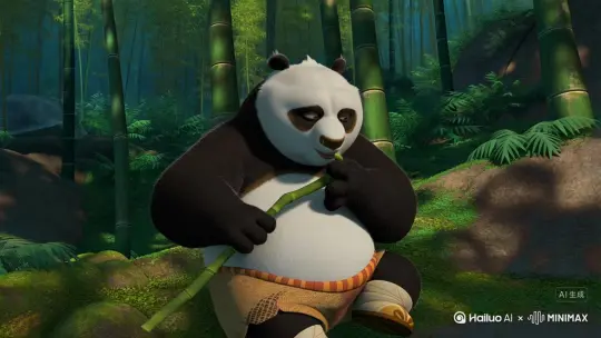 熊猫吃竹子 by Hailuo AI Video Generator