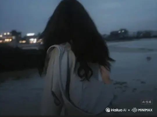 帮我生成一个视频：让图片中的场景不要动，人物变成无数红色粒子消失在视频中，向右吹走，原比例。比例 16:9，时长 6s，模型 高品质 by Hailuo AI Video Generator