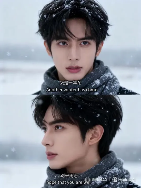 上传一张脸部照片，生成你在雪中的氛围感写真 by Hailuo AI Video Generator