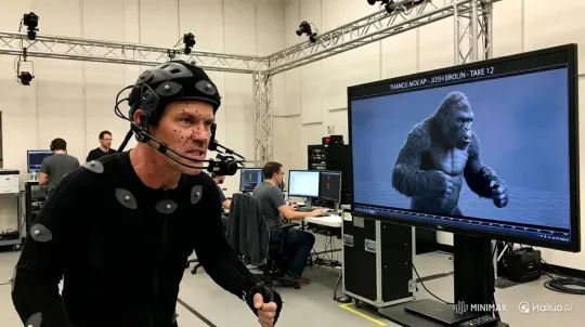 上传照片，生成动捕录制现场 by Hailuo AI Video Generator