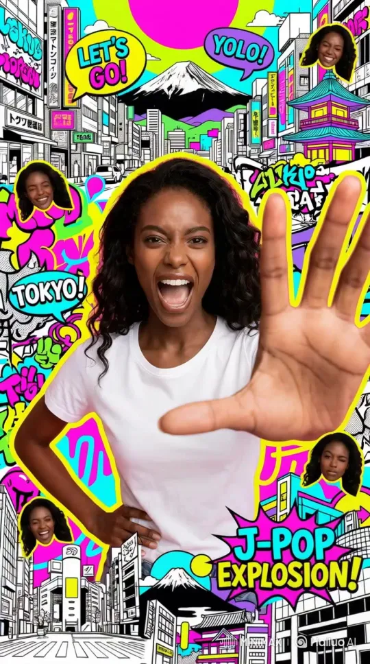 上传照片，生成人物的波普漫画风格海报 by Hailuo AI Video Generator