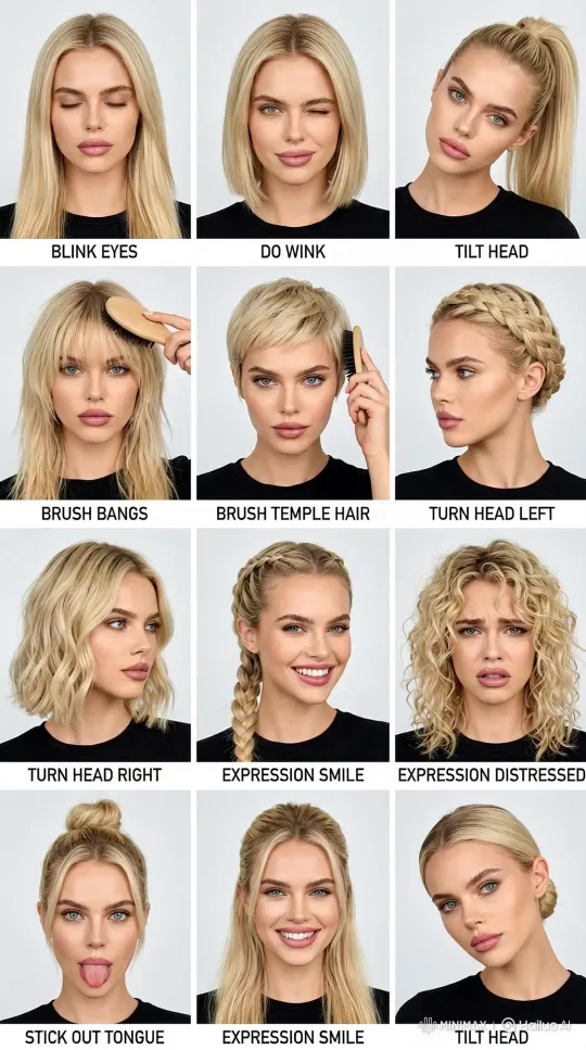 上传照片，生成12宫格不同造型自拍 by Hailuo AI Video Generator