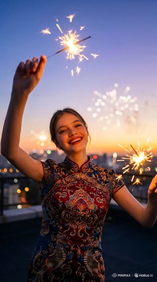 轻松上传照片，一键生成新年夜烟花棒点燃视频，点亮节日氛围